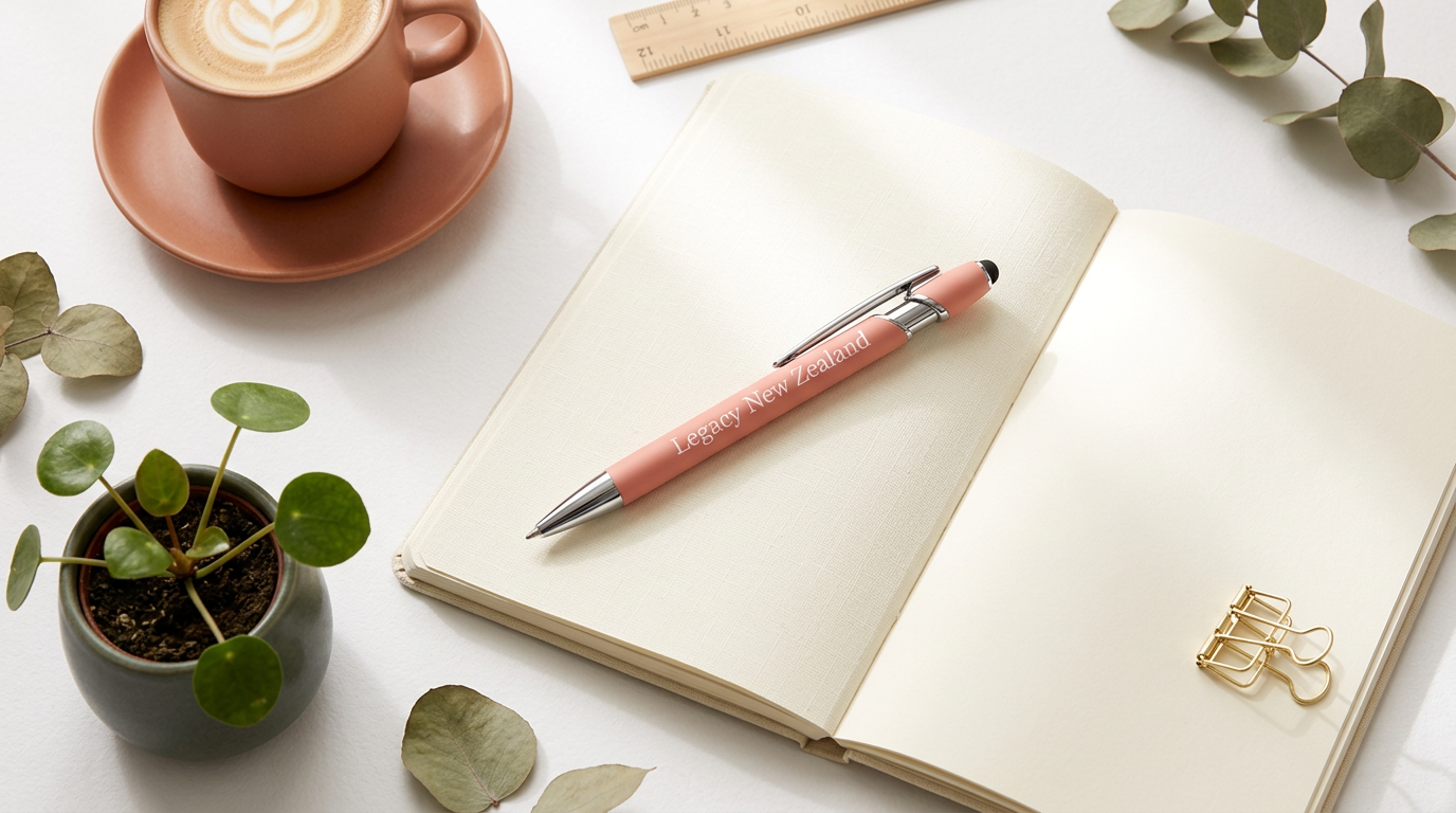 Legacy New Zealand Morandi Pink Metal Stylus Pen