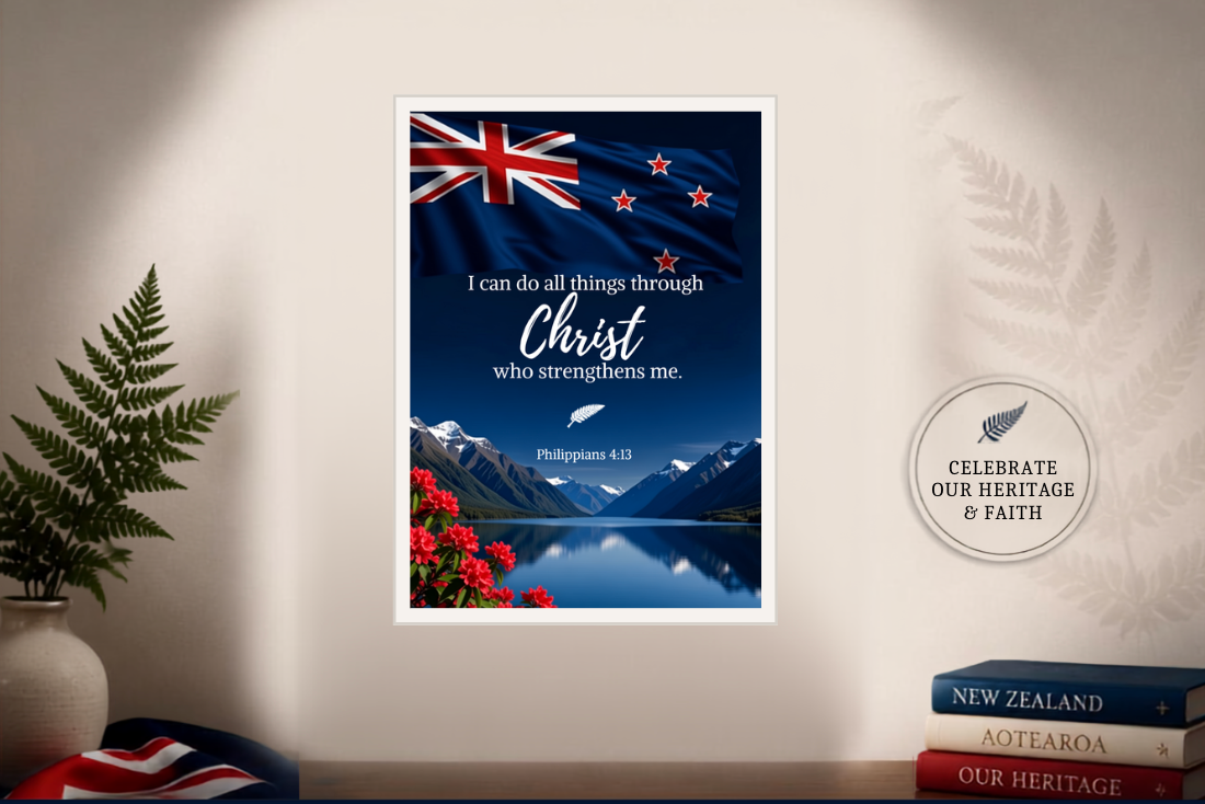Faith & Aotearoa Collection – A4 White Wooden Framed Print