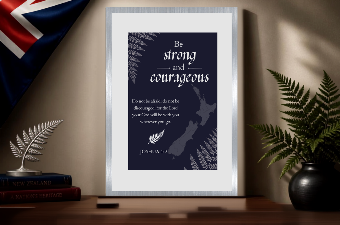 Faith & Aotearoa Collection – A4 Silver Poster Frame Print with border