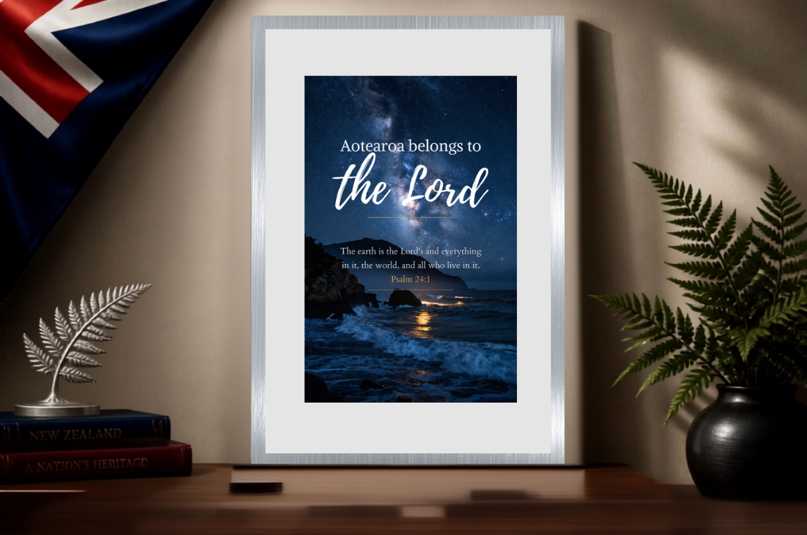 Faith & Aotearoa Collection – A4 Silver Poster Frame Print with border